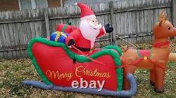 HUGE! 16 FOOT Santa Claus Sleigh Reindeer Airblown Inflatable Christmas Light Up