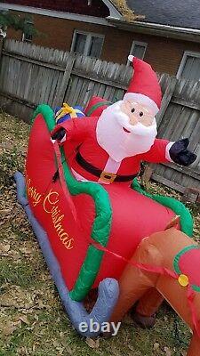 HUGE! 16 FOOT Santa Claus Sleigh Reindeer Airblown Inflatable Christmas Light Up