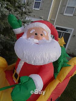 HUGE 16' Gemmy Inflatable Airblown Christmas Santa Claus Sleigh Reindeer Blow Up
