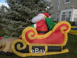 HUGE 16' Gemmy Inflatable Airblown Christmas Santa Claus Sleigh Reindeer Blow Up