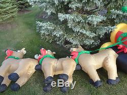 HUGE 16' Gemmy Inflatable Airblown Christmas Santa Claus Sleigh Reindeer Blow Up