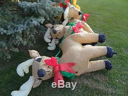 HUGE 16' Gemmy Inflatable Airblown Christmas Santa Claus Sleigh Reindeer Blow Up