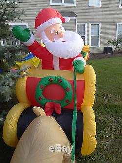 HUGE 16' Gemmy Inflatable Airblown Christmas Santa Claus Sleigh Reindeer Blow Up