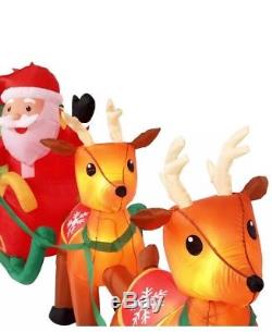 HUGE 16' Inflatable Airblown Santa in Sleigh with Reindeer Christmas Yard Decor