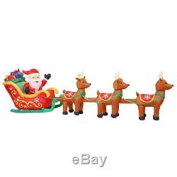 HUGE 16' Inflatable Airblown Santa in Sleigh with Reindeers Christmas Yard Decor