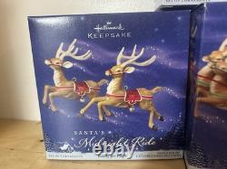 Hallmark Keepsake Santa's Midnight Ride 8 Reindeer Sleigh Complete Set