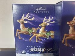 Hallmark Keepsake Santa's Midnight Ride 8 Reindeer Sleigh Complete Set