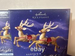 Hallmark Keepsake Santa's Midnight Ride 8 Reindeer Sleigh Complete Set