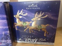 Hallmark Keepsake Santa's Midnight Ride 8 Reindeer Sleigh Complete Set