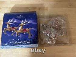 Hallmark Keepsake Santa's Midnight Ride 8 Reindeer Sleigh Complete Set