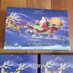 Hallmark Keepsake Santas Midnight Ride Sleigh & 8 GREEN Reindeer Table Display