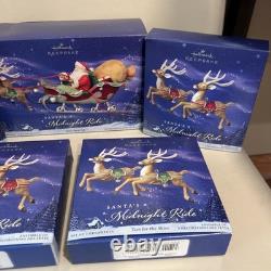 Hallmark Santa Midnight Ride Table Top Dash Away Sleigh & 8 Reindeer Set 2005