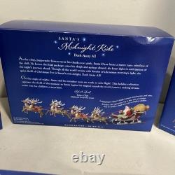 Hallmark Santa Midnight Ride Table Top Dash Away Sleigh & 8 Reindeer Set 2005