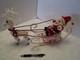 Handcrafted Christmas Sleigh Santa Reindeer Beaded Pearls Art Display 16 W Big