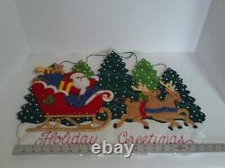 Handmade Bucilla Santa/Sleigh/Reindeer Sequin Felt Door Wall Hanging Banner