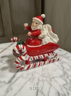Hard To Find Vintage Lefton Santa Claus Reindeer Sleigh Christmas Rare