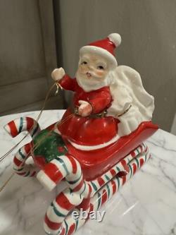 Hard To Find Vintage Lefton Santa Claus Reindeer Sleigh Christmas Rare