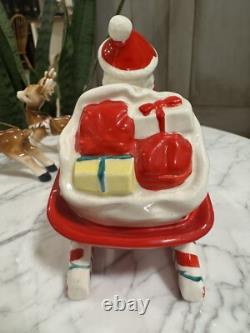 Hard To Find Vintage Lefton Santa Claus Reindeer Sleigh Christmas Rare