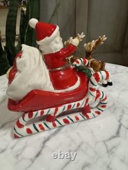 Hard To Find Vintage Lefton Santa Claus Reindeer Sleigh Christmas Rare
