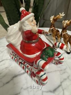 Hard To Find Vintage Lefton Santa Claus Reindeer Sleigh Christmas Rare