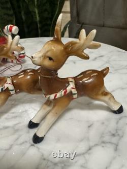 Hard To Find Vintage Lefton Santa Claus Reindeer Sleigh Christmas Rare