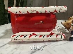 Hard To Find Vintage Lefton Santa Claus Reindeer Sleigh Christmas Rare
