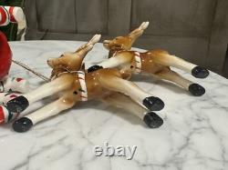Hard To Find Vintage Lefton Santa Claus Reindeer Sleigh Christmas Rare
