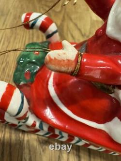 Hard To Find Vintage Lefton Santa Claus Reindeer Sleigh Christmas Rare