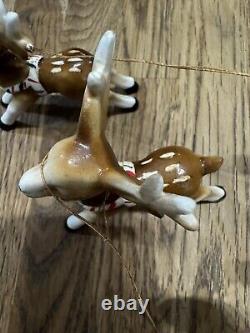 Hard To Find Vintage Lefton Santa Claus Reindeer Sleigh Christmas Rare