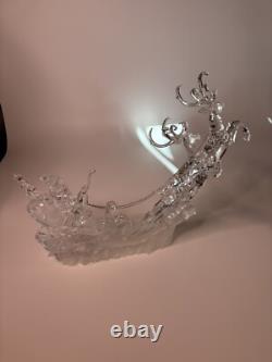 Heritage Mint Acrylic Lighted Sculpture Santa Sleigh & Reindeer Christmas