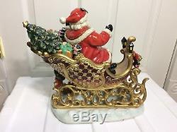 Heritage Mint Santa Claus Reindeer Sleigh Porcelain Display 2003