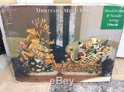 Heritage Mint Santa Claus Reindeer Sleigh Porcelain Display 2003