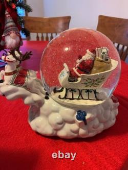 Holiday Christmas Musical SnowGlobe with Figurine Santa On Sleigh/Reindeer