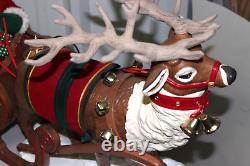 Holiday Creation 1993 Santa Sleigh Reindeer Large Christmas Animated Decor