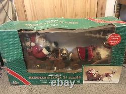 Holiday Creation Animated Reindeer & Santa on Sleigh with Box (DOESN'T PLAY MUSIC)
