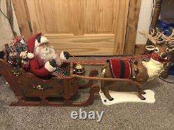 Holiday Creation Animated Reindeer & Santa on Sleigh with Box (DOESN'T PLAY MUSIC)