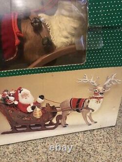 Holiday Creation Animated Reindeer & Santa on Sleigh with Box (DOESN'T PLAY MUSIC)