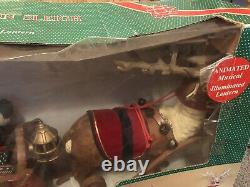 Holiday Creation Animated Reindeer & Santa on Sleigh with Box (DOESN'T PLAY MUSIC)