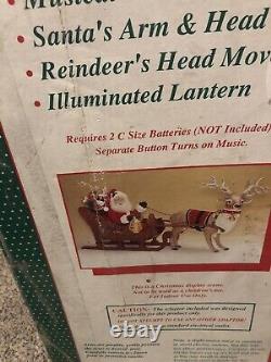 Holiday Creation Animated Reindeer & Santa on Sleigh with Box (DOESN'T PLAY MUSIC)