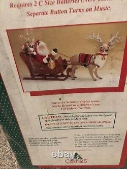 Holiday Creation Animated Reindeer & Santa on Sleigh with Box (DOESN'T PLAY MUSIC)