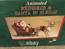 Holiday Creation Animated Reindeer & Santa on Sleigh with Box (DOESN'T PLAY MUSIC)