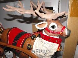 Holiday Creation Christmas Illuminated Animated Reindeer Santa Sleigh