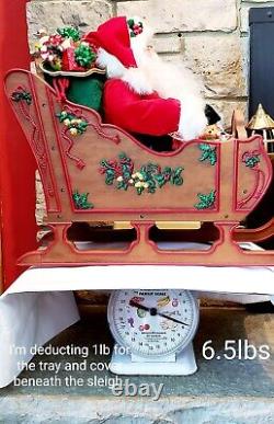 Holiday Creations Animated Musical Lighted Santa Sleigh Reindeer 1998 SEE VIDEO