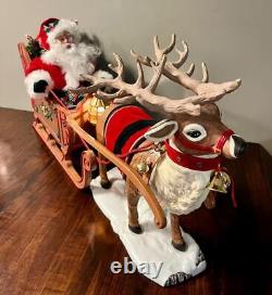 Holiday Creations Animated Musical Reindeer & Santa On Sleigh Very Large VIDEO
