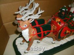 Holiday Creations Animated Musical Santa with Reindeer and Sleigh in Box