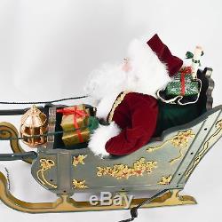 Holiday Creations Animated Reindeer And Santa In Sleigh 3 Feet Long See Video
