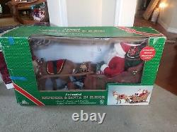 Holiday Creations Animated Reindeer & Santa in Sleigh in Box Musical Works Great