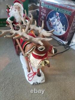 Holiday Creations Animated Reindeer & Santa in Sleigh in Box Musical Works Great