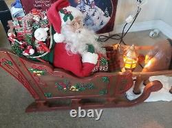 Holiday Creations Animated Reindeer & Santa in Sleigh in Box Musical Works Great