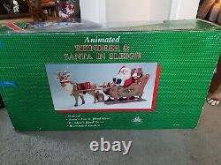 Holiday Creations Animated Reindeer & Santa in Sleigh in Box Musical Works Great